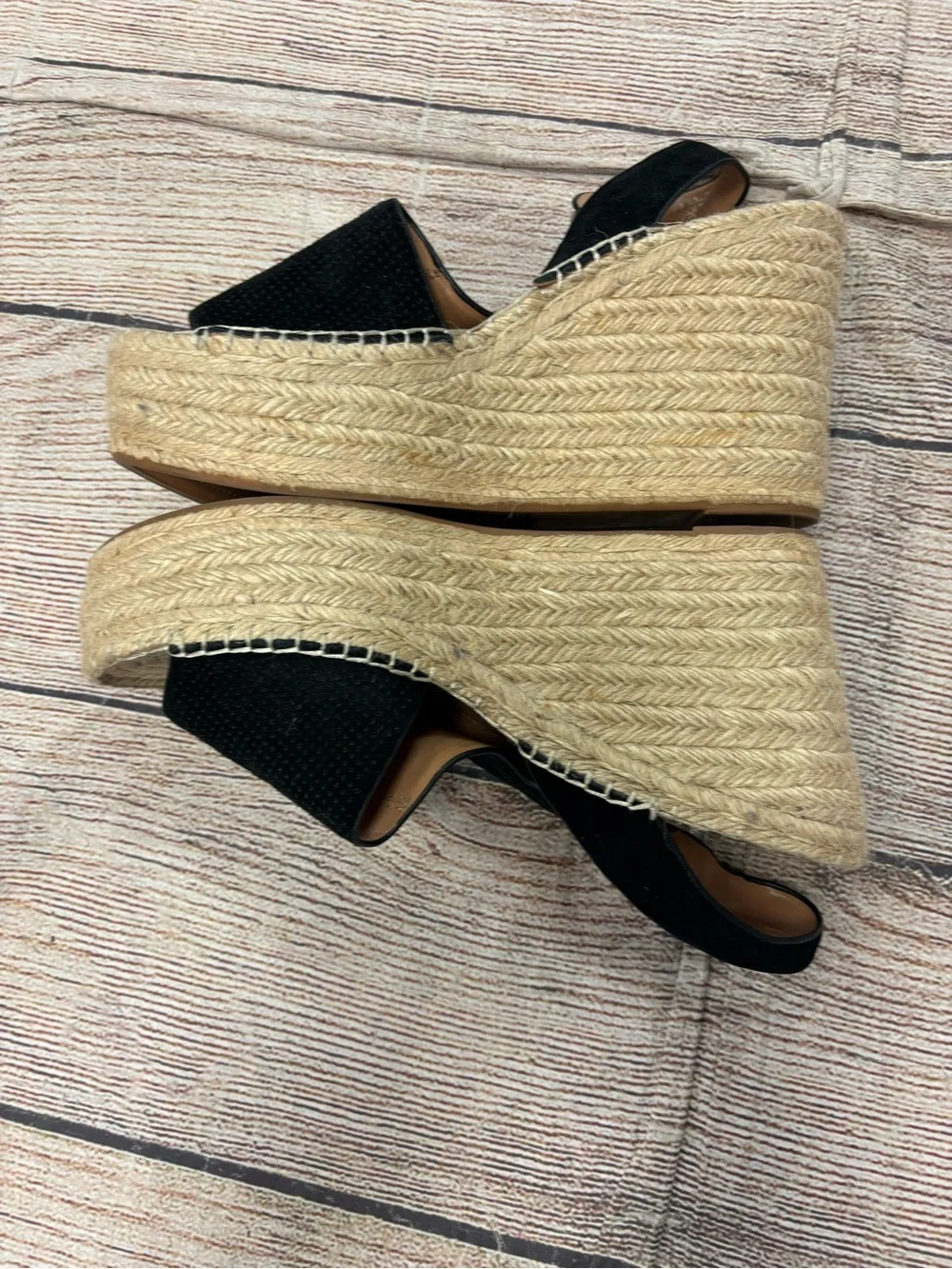 😍 Marc Fisher Black Espadrille Platform Wedge Sandals